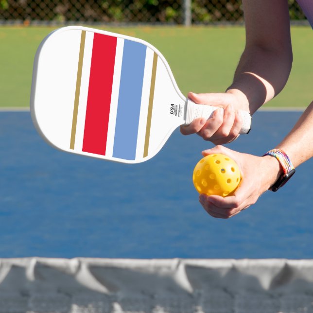 Coole, helle, blaue Streifen Pickleball Schläger (InSitu)