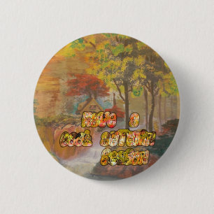 Coole Herbstsaison Vintage Kunst drucken Button