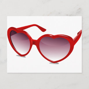 Coole Herzform-Sonnenbrille Design Postkarte