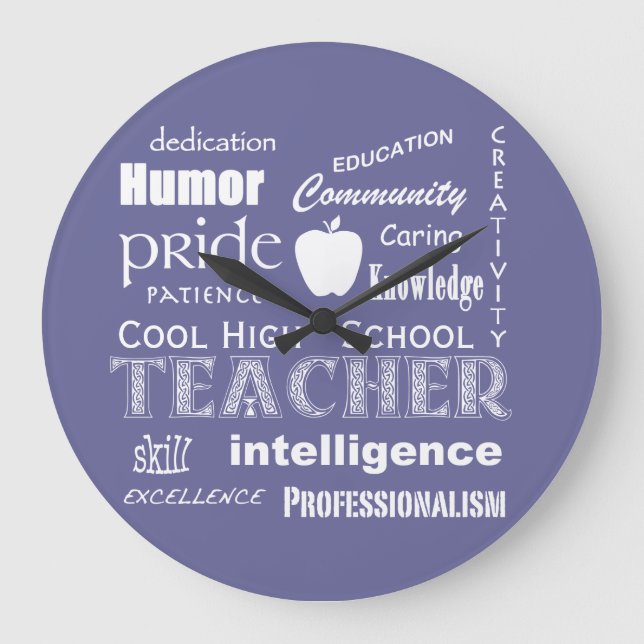 Coole Highschool Lehrer-Attribute+Apple Große Wanduhr (Vorderseite)