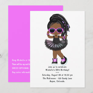 Coole Hip-Hop-Rap-Tutu-Girl-Geburtstagsfeier Einladung