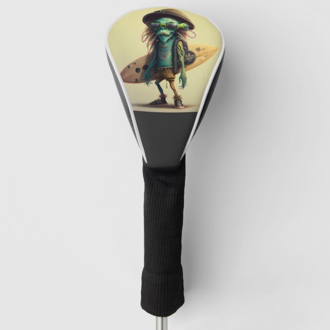 Coole Hippie Surfer Alien Hoodie Golf Headcover (Vorderseite)