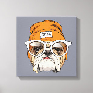 Coole Hipster-Bulldogge Leinwanddruck