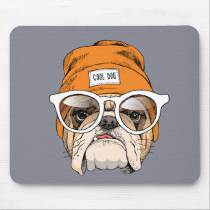 Coole Hipster-Bulldogge Mousepad