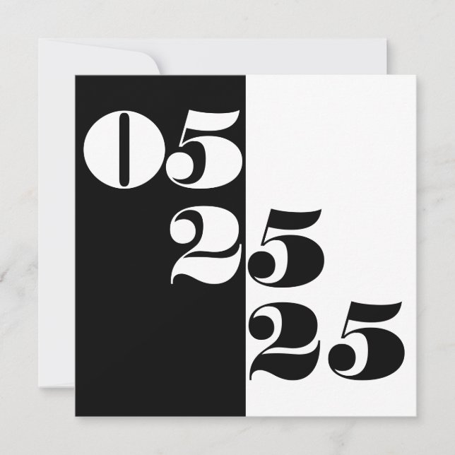 Coole Hochzeitdatum Typografie Block Schwarz-Weiß Save The Date (Vorderseite)