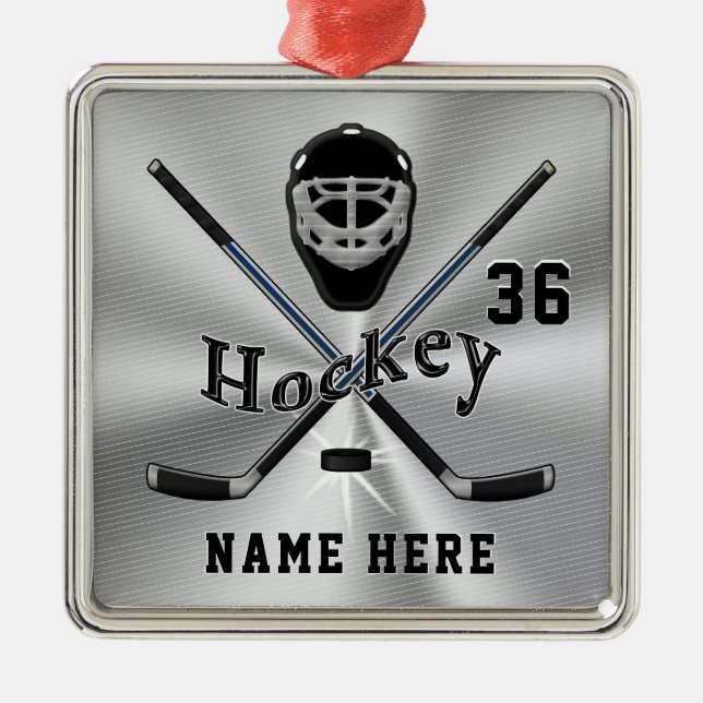 Coole Hockey-Geschenk-personalisierte Ornament Aus Metall (Vorne)