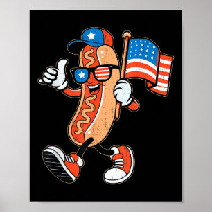 Coole Hotdog-Sonnenbrillen mit amerikanischer Flag Poster