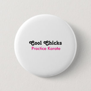 Coole Hühner üben Karate T-Shirt  Button