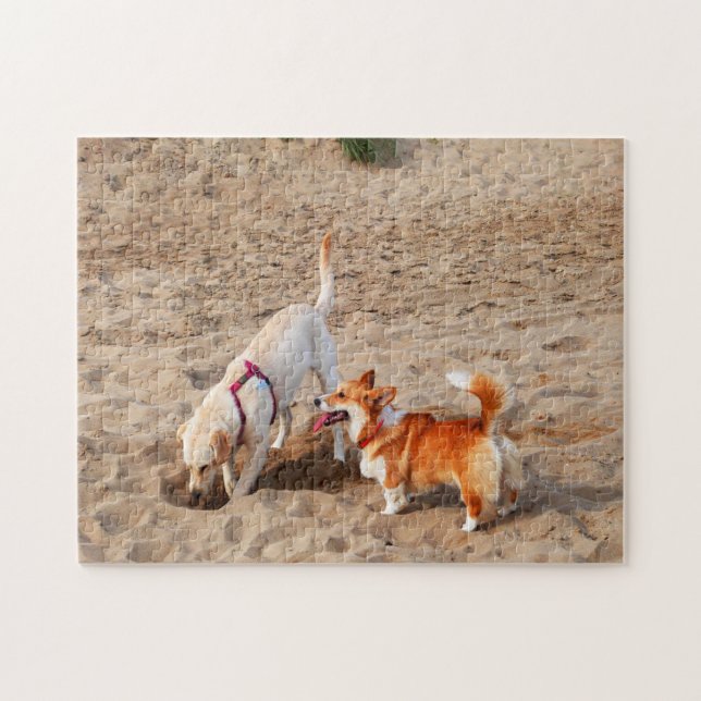coole Hunde am Strand Puzzle (Horizontal)