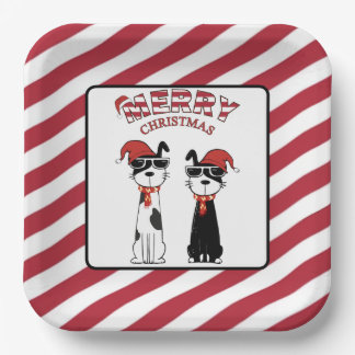 Coole Hunde gestreifte Weihnachten Pappteller