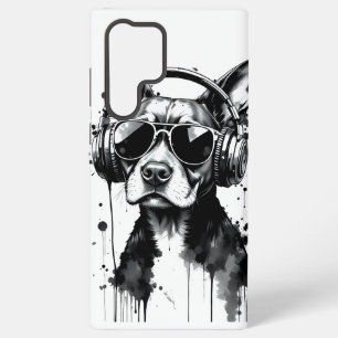 Coole Hunde Kopfhörer Süße Haustiere Schwarz-weiß- Samsung Galaxy Hülle