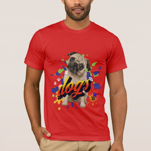 Coole Hunde Kunst für ihn Sommerrot T-Shirt (Vorderseite)