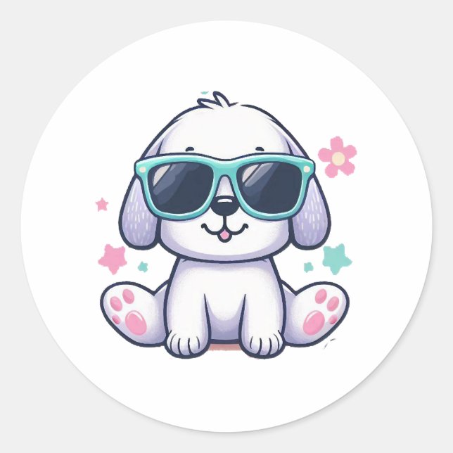 Coole Hundestil Runder Aufkleber (Vorderseite)