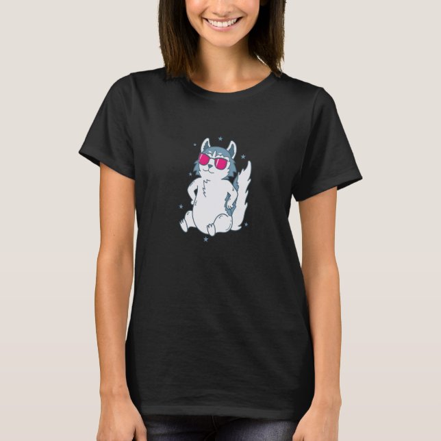 coole Husky-Schlittenschneefase T-Shirt (Vorderseite)