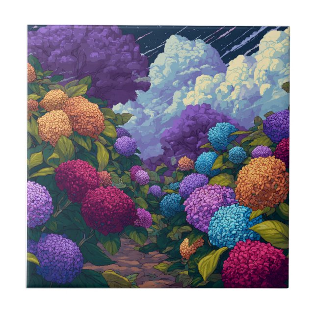 Coole Hydrangeas-Fliesen für Wellness-Center Fliese (Vorderseite)