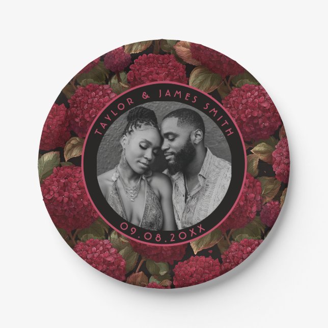 Coole Hydrangeas-Teller für Couple's Dusche Party Pappteller (Vorderseite)