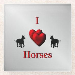 Coole I Heart Horses Design Glasuntersetzer
