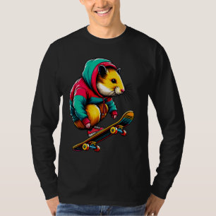 Coole Illustration über Funky Hamster Skateboardin T-Shirt