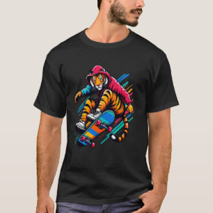 Coole Illustration über Funky Tiger Skateboarding T-Shirt