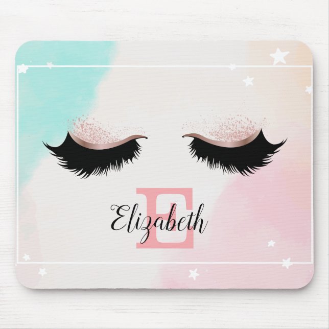 Coole Imitat Lashes, monogram-Personalisiert Mousepad (Vorne)