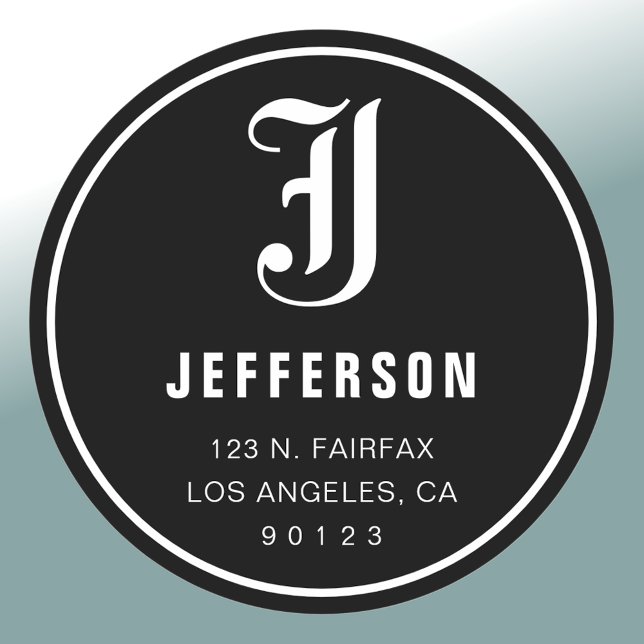 Coole individuell anpassbare Adresse und Monogramm Runder Aufkleber (Von Creator hochgeladen)