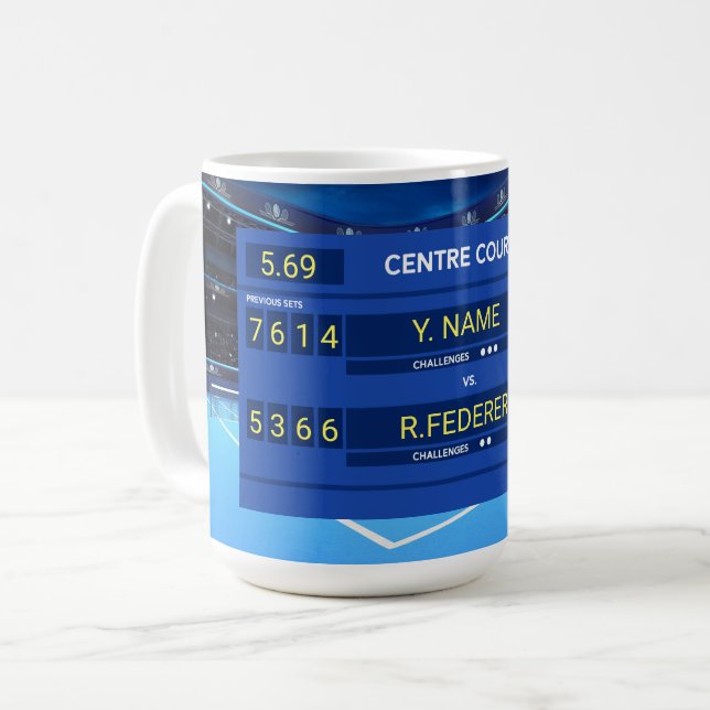 Coole, individuell anpassbare Tennisplatte Kaffeetasse (Vorderseite Links)