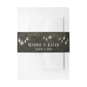 Coole industrielle Ziegel, Edison-Lichter Namen &  Einladungsbanderole