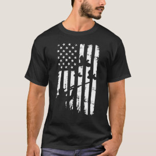 Coole Jäger Beunruhigt Vintage US-Flagge Entenjagd T-Shirt