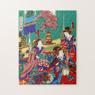 Coole japanisch Vintage Ukiyo-e geisha lady maiko Puzzle