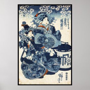 Coole japanische alte Vintage ukiyo-e Geisharolle Poster