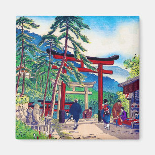 Coole japanische Gebirgstorustor-Leutelandschaft Magnet