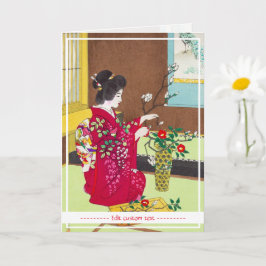 Coole japanische geisha Lady Maiko ikebana Karte