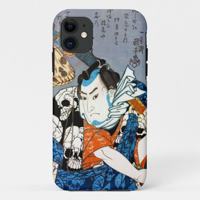 Coole japanische Kriegerheldsamurai-Schädelkunst Case-Mate iPhone Hülle (Rückseite)