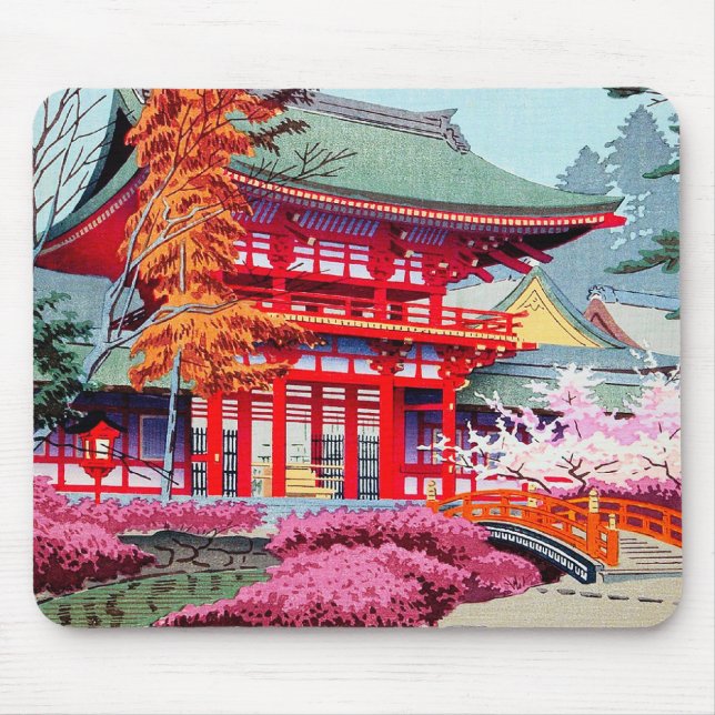 Coole japanische Red Tempel Spring Asano Takeji Mousepad (Vorne)