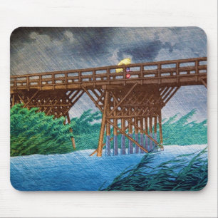 Coole japanische RegenbrückenflußwaldKawase Kuns Mousepad
