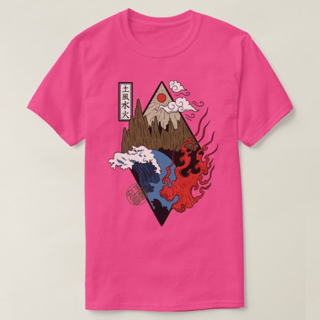 Coole japanische vier heilige Elemente T-Shirt (Design vorne)