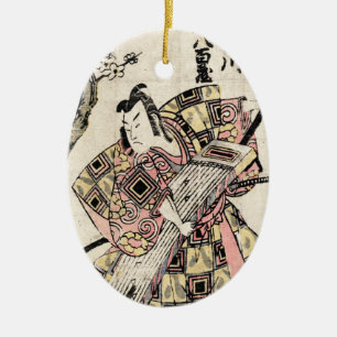 Coole japanische Vintage Samurai ukiyo-e Rolle Keramik Ornament