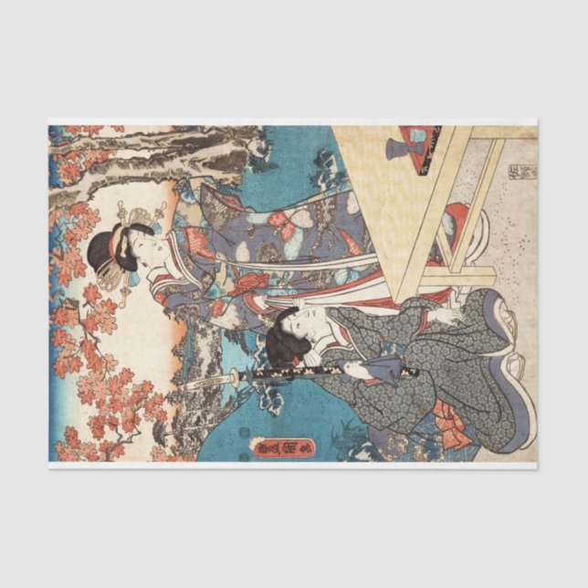 Coole japanische Vintage Ukiyo-e geisha alte Rolle Seidenpapier (Vorderseite)