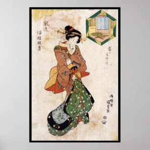 Coole japanische Vintage ukiyo-e Geisha-Damenrolle Poster