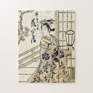 Coole japanische Vintage-Ukiyo-e-Geisha-Lady-Rolle Puzzle