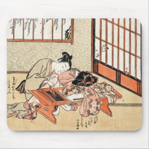 Coole japanische Vintage-Ukiyo-e-Geisha-Rolle Mousepad