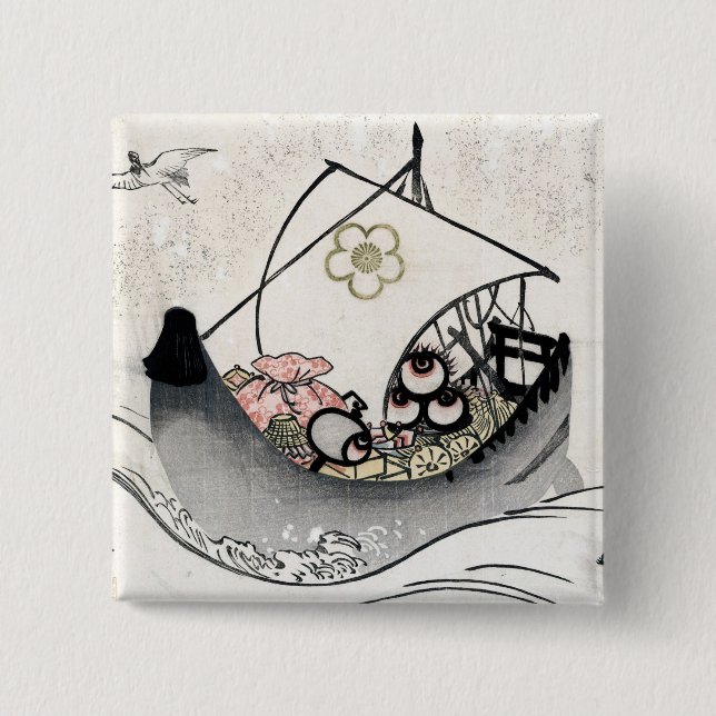 Coole japanische Vintage Ukiyo-e-mythos legendäre  Button (Vorderseite)