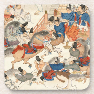 Coole japanische Vintage-Ukiyo-e-Pferdereiter-Kava Untersetzer