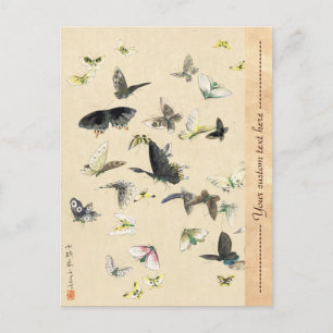 Coole japanische Vintage-Ukiyo-e-Schmetterlingsrol Postkarte