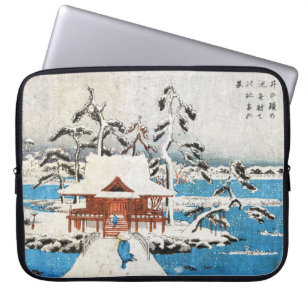 Coole japanische Vintage-Ukiyo-e-See-Schrein-Schne Laptopschutzhülle