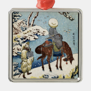 Coole japanische Vintage ukiyo-e Silbernes Ornament
