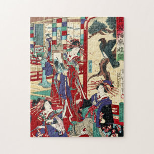 Coole japanische Vintage ukiyo-e trio geisha scrol Puzzle