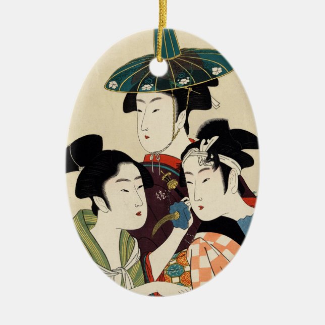 Coole japanische Vintage ukiyo-e Triodame Keramikornament (Vorne)