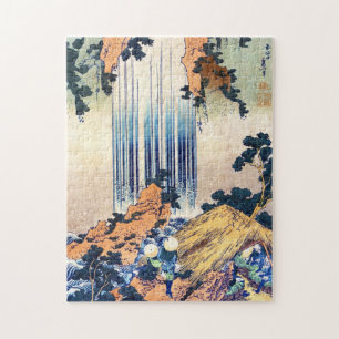 Coole japanische Vintage-Ukiyo-e-Wasserfälle Hokus Puzzle