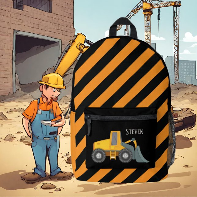Coole Jungen Bau Schaufelwagen Name Bedruckter Rucksack (Von Creator hochgeladen)